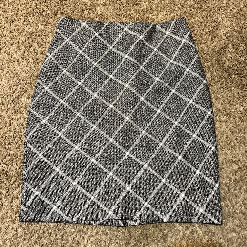 Classic Gray Plaid Pencil Skirt - Women's